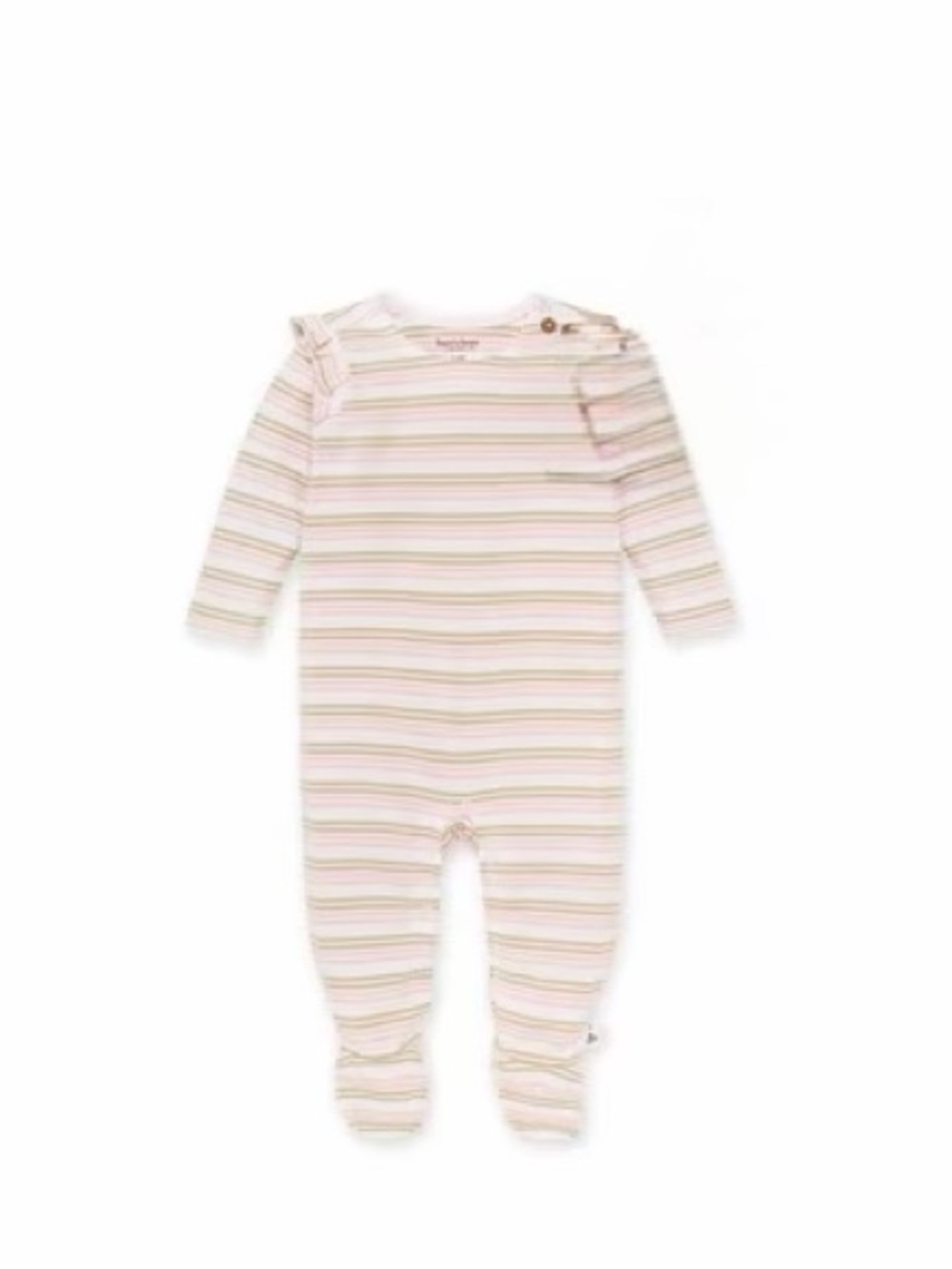 Burts Bees Baby Striped Pink and Cream Footed Baby One-Piece 6-9 month